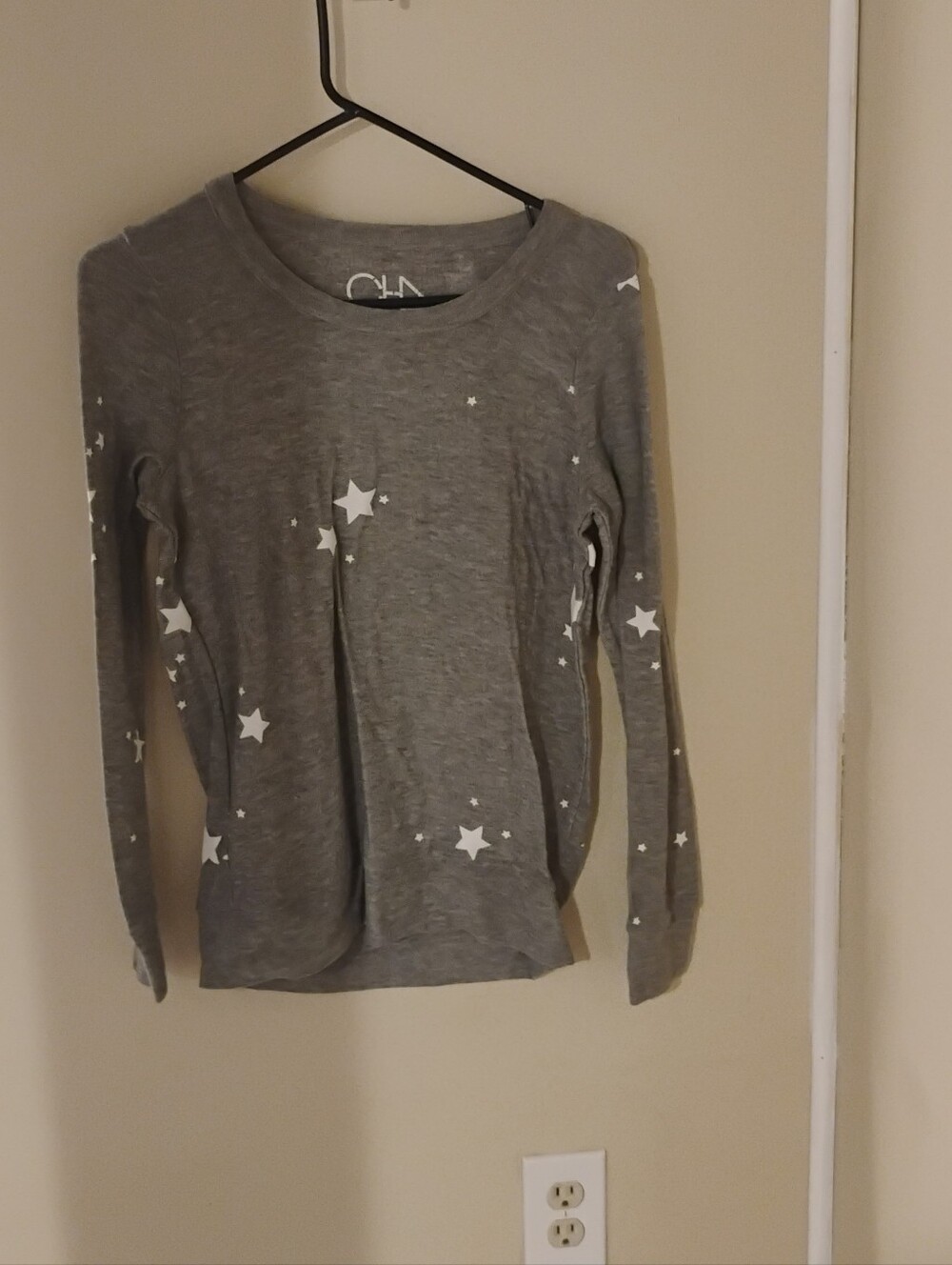 Chaser Women's White Gray Star Sweatshirt Sz S